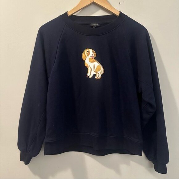 Talbots Navy Blouson Sleeve Dog Days Sweatshirt Petite Top Size P - Picture 2 of 8